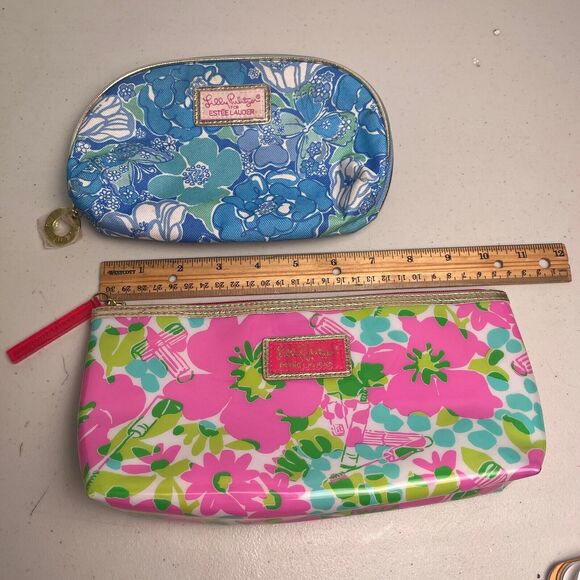 Lily Pulitzer For Estee Lauder Floral Cosmetic Travel Toiletry Bag Zip Up Lot - Picture 2 of 14